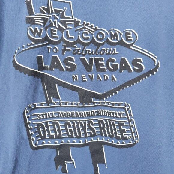 Vintage Old Guys Rule T Shirt Mens Size Large Blue Y2K Las Vegas Destination - Picture 4 of 6